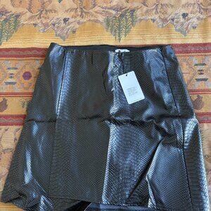 J.O.A. Black Faux Leather Snake-Embossed Mini Skirt – Size Medium (NWT)